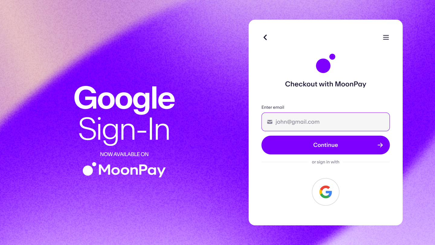 MoonPay users can now sign in using Google - MoonPay