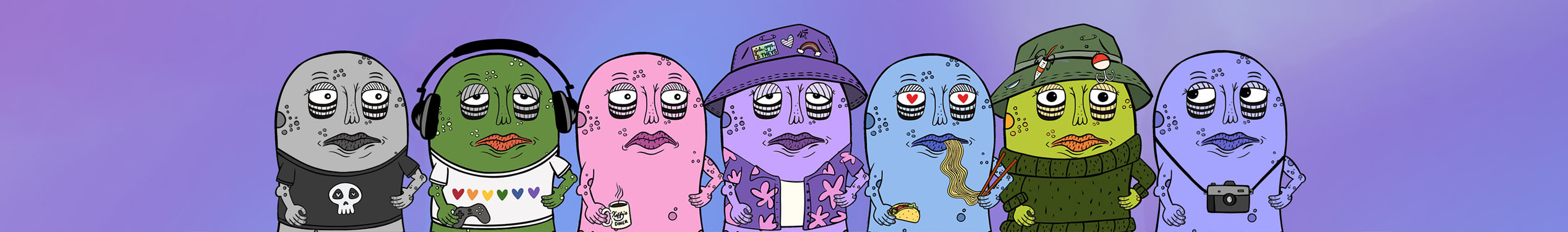 An image of several Melancholy Monsters Club NFTs.