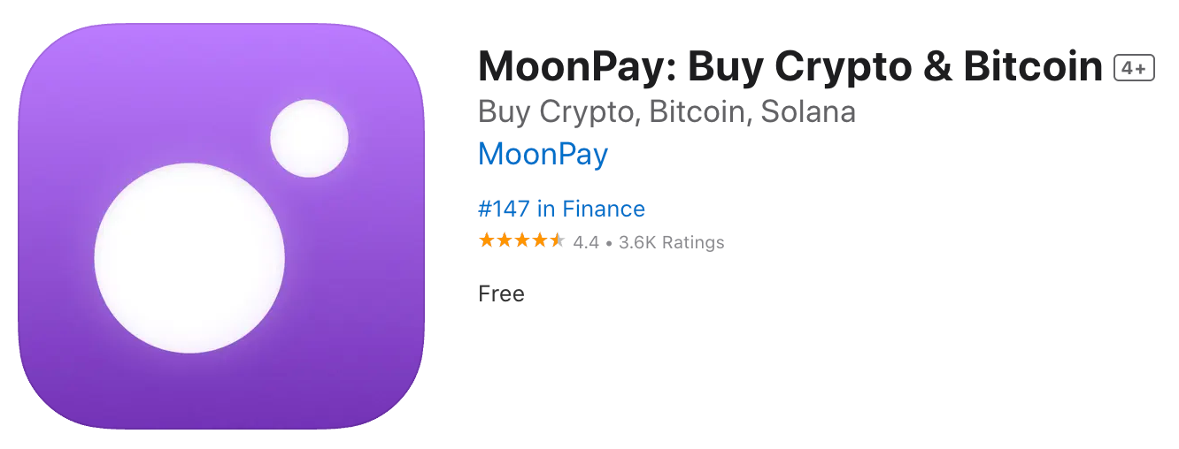 A screenshot of the MoonPay in the App Store