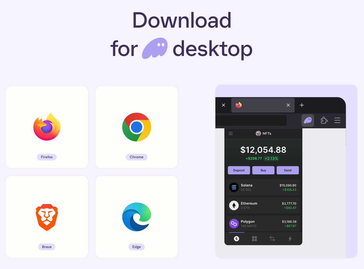 A screenshot of Phantom download options
