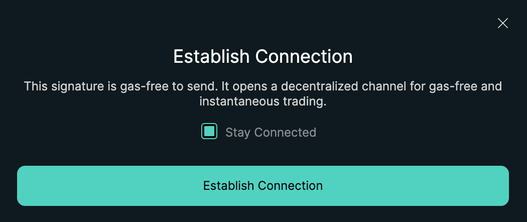 A screenshot to Establish Connection on Hyperliquid