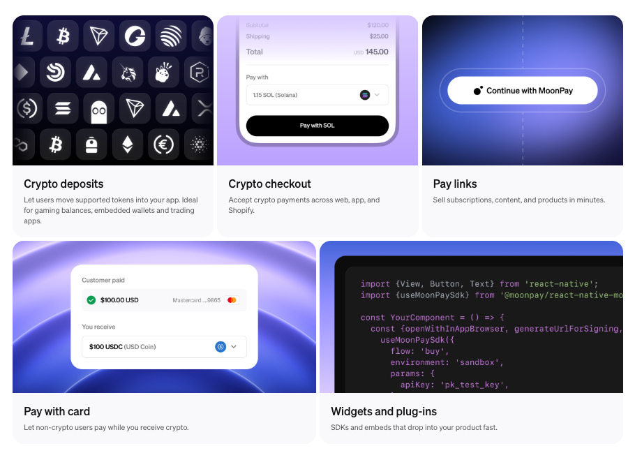 MoonPay Commerce Offerings