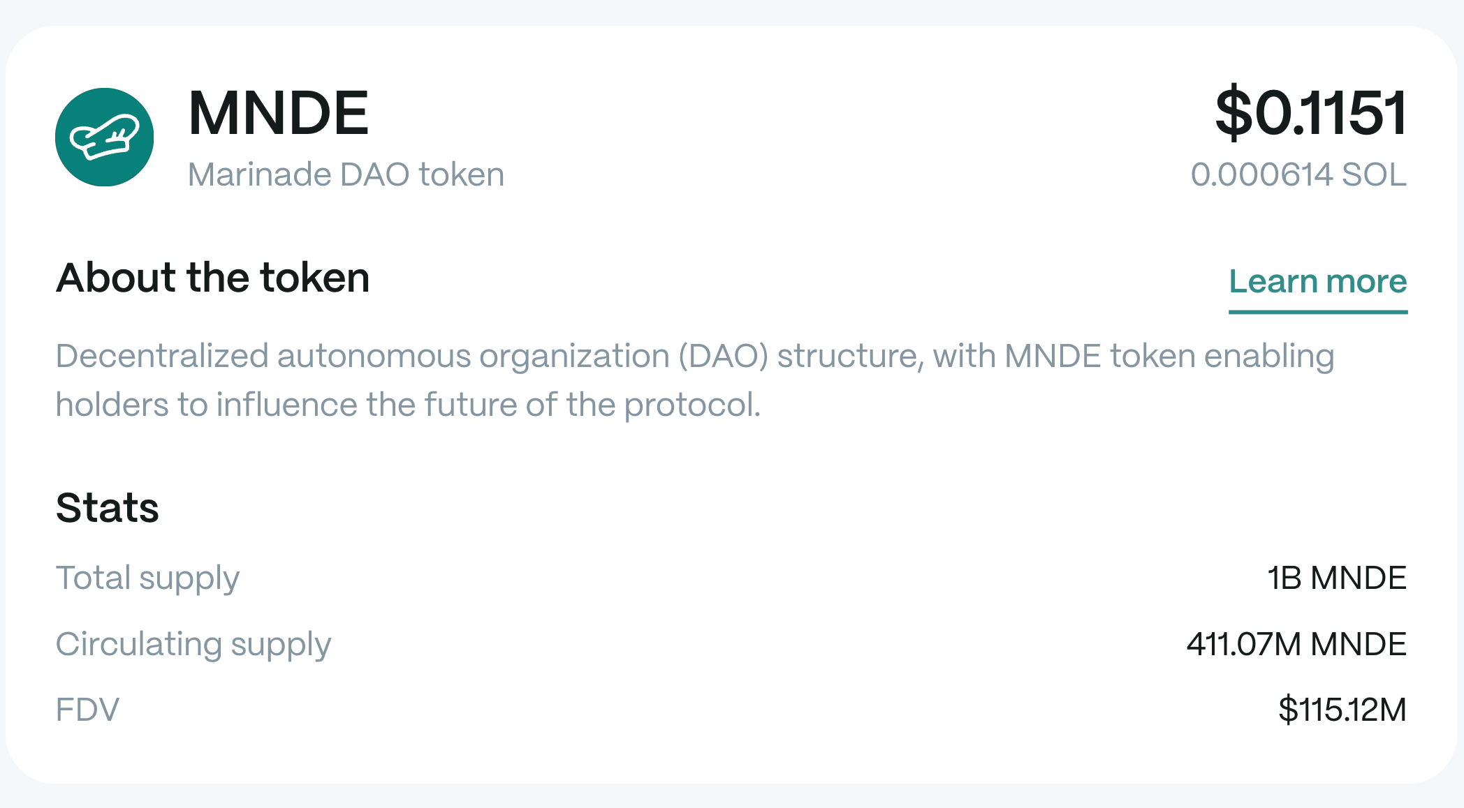 An overview of Marinade Finance token metrics